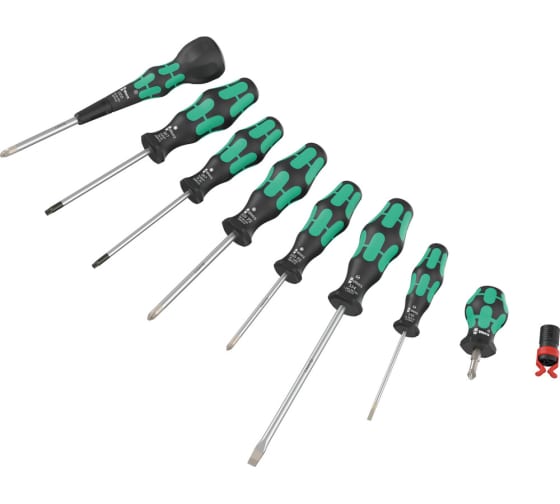 Набор отверток WERA Kraftform Ball-Grip 9 PH,SL,TORX фиксатор для крепежа 9пр  WE-134029