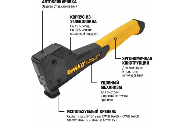 Степлер DeWalt ударный с корпусом из углеволокна  DWHT75900-0 в Москве 