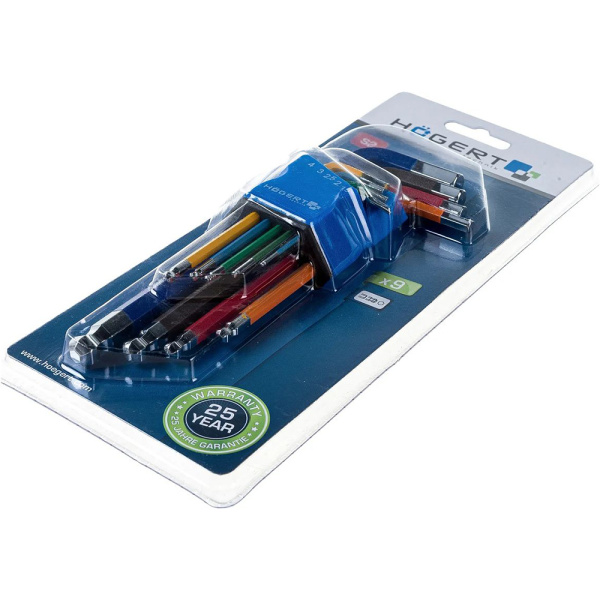 Набор удлиненных шестигранных Г-образных ключей HOEGERT HT1W806 в Москве 