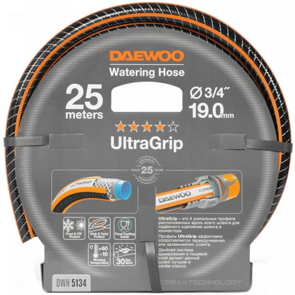 Шланг DAEWOO UltraGrip  диаметром 3/4" 19мм, длина 25 метров  DWH 5134 в Москве