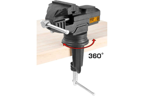 Тиски поворотные с наковальней INGCO 1000 кгс  HBV082 в Москве