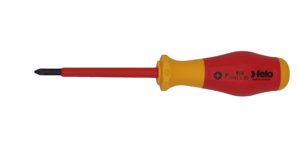 Отвертка диэлектрическая крестовая Felo PH1х80 91410290 в Москве 