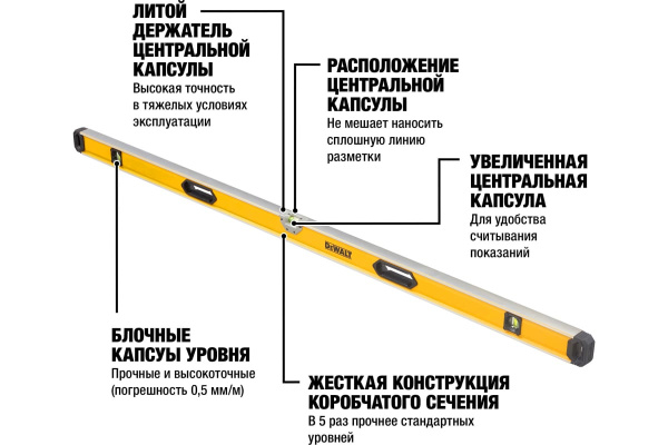 Уровень DeWalt"180 см 3 глазка магнитный  DWHT0-43172 в Москве 