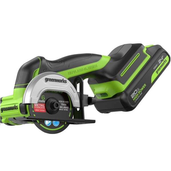 Угловая аккумуляторная мини-шлифмашина Greenworks GD24UCS