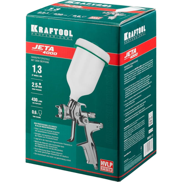 Краскопульт с верхним бачком Kraftool Jeta 4000 HVLP 1.3мм.  06555-1.3 в Москве