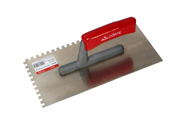 Гладилка из нержавеющей стали "CORTE" 130х270мм. 6х6 зуб деревянная рукоять  0416C в Москве 