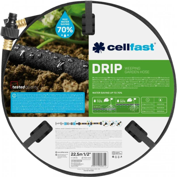 Сочащийся шланг Cellfast DRIP 1/2" 22,5 м 19-003 в Москве