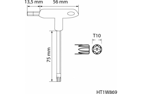 Ключ HOEGERT torx security типа "Т", длинный TT10 HT1W869 в Москве 