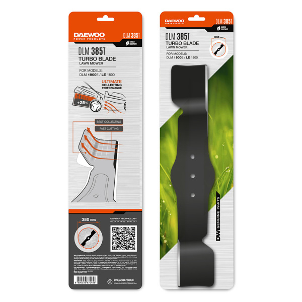 Нож для газонокосилки DAEWOO Турбо DLM 385T 38см для DLM 1900E