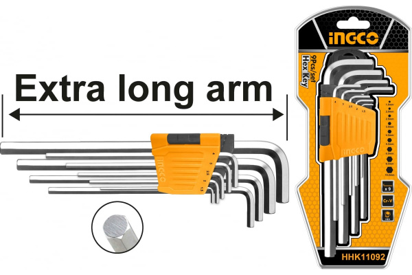 Набор шестигранных ключей INGCO INDUSTRIAL 9 шт  HHK11092  в Москве 