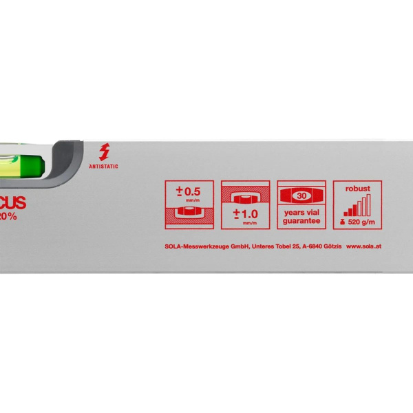 Уровень SOLA AV 80, L = 80 см, 2 глазка,  точн. 0,5мм/м 01111101 в Москве 