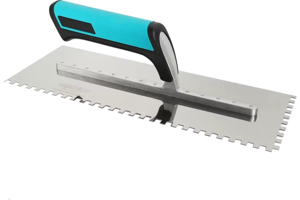 Шпатель зубчатый из нержавеющей стали BIHUI 320х120мм. зуб 6х6мм.  PTSL06 в Москве 