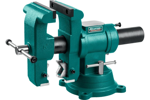 Тиски слесарные поворотные в двух плоскостях KRAFTOOL 3D-STEEL 150мм. развод губок 150мм.32704-150