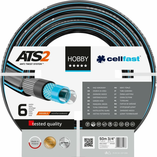 Садовый шланг Cellfast HOBBY ATS2  3/4" 50 м 6 слоев 16-221 в Москве
