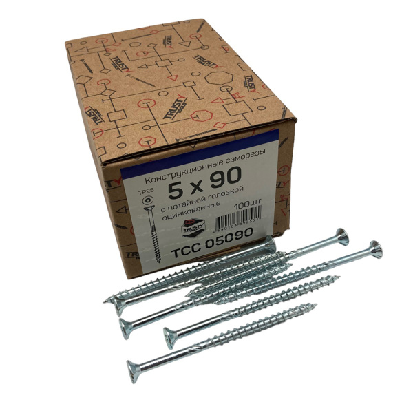 Саморезы конструкционные потайные TRUSTY TCC 5х90 100 шт  TCC05090