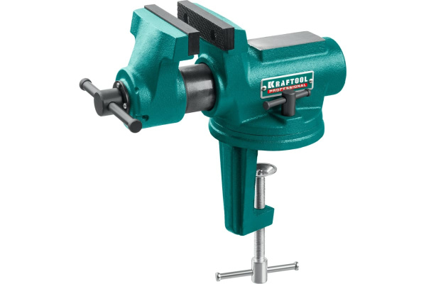 Тиски со струбциной универсальные мобильные KRAFTOOL 100мм. развод губок 65мм.  32710-100