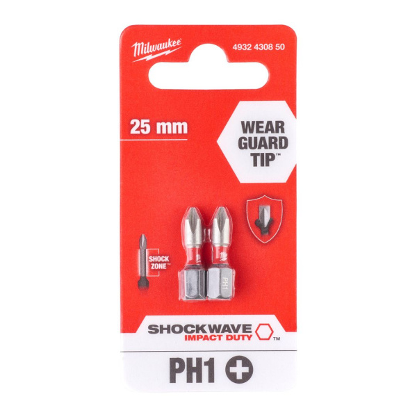 Насадка Milwaukee SHOCKWAVE PH1 25мм (2шт)