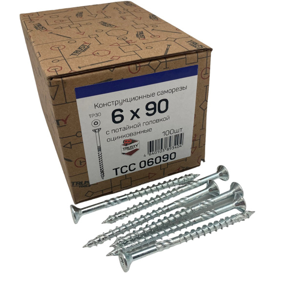 Саморезы конструкционные потайные TRUSTY TCC 6х90 100 шт  TCC06090 в Москве
