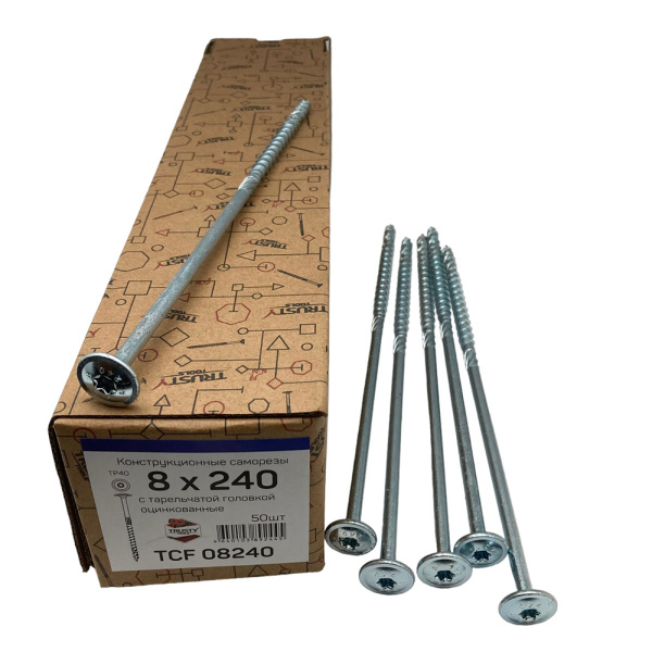 Саморезы конструкционные тарельчатые TRUSTY TCF 8х240 50 шт  TCF08240 в Москве